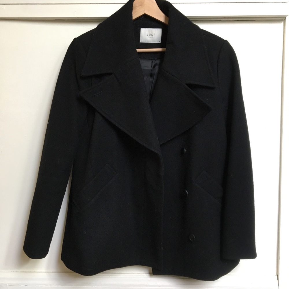 Just Female Black Pea Coat - Picture 2 of 8